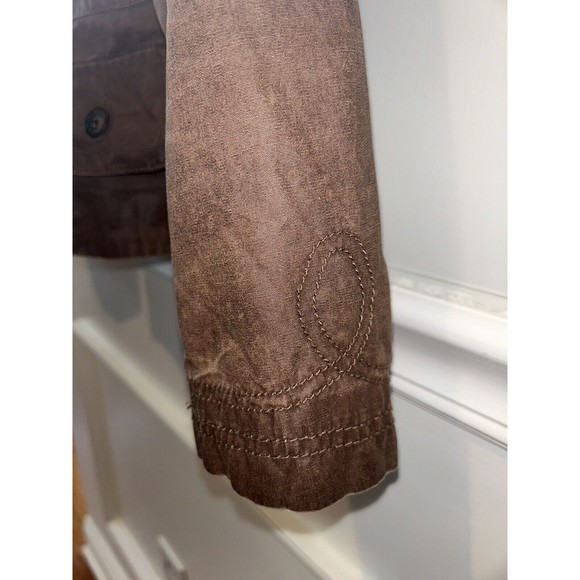 AI Authentic Icon Women's Jacket Brown Buttons Zipper Cotton Light Large - Picture 5 of 16